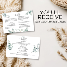 Load image into Gallery viewer, Printable Greenery Eucalyptus Wedding Invitation Card, Details Card Template, RSVP Card with QR code, Canva Wedding Invitations Template - GEW03