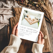 Load image into Gallery viewer, Printable Minimal Wedding Invitation Card, Details Card Template, RSVP Card with QR code, Canva Wedding Invitations Template - MW01