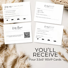 Load image into Gallery viewer, Printable Minimal Wedding Invitation Card, Details Card Template, RSVP Card with QR code, Canva Wedding Invitations Template - MW01