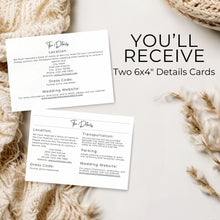 Load image into Gallery viewer, Printable Minimal Wedding Invitation Card, Details Card Template, RSVP Card with QR code, Canva Wedding Invitations Template - MW01