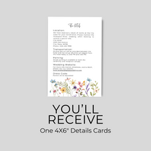 Load image into Gallery viewer, Printable Wildflower Wedding Invitation Card, Details Card Template, RSVP Card with QR code, Canva Wedding Invitations Template - WFW02