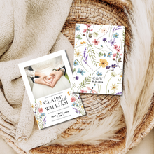 Load image into Gallery viewer, Printable Wildflower Wedding Invitation Card, Details Card Template, RSVP Card with QR code, Canva Wedding Invitations Template - WFW02