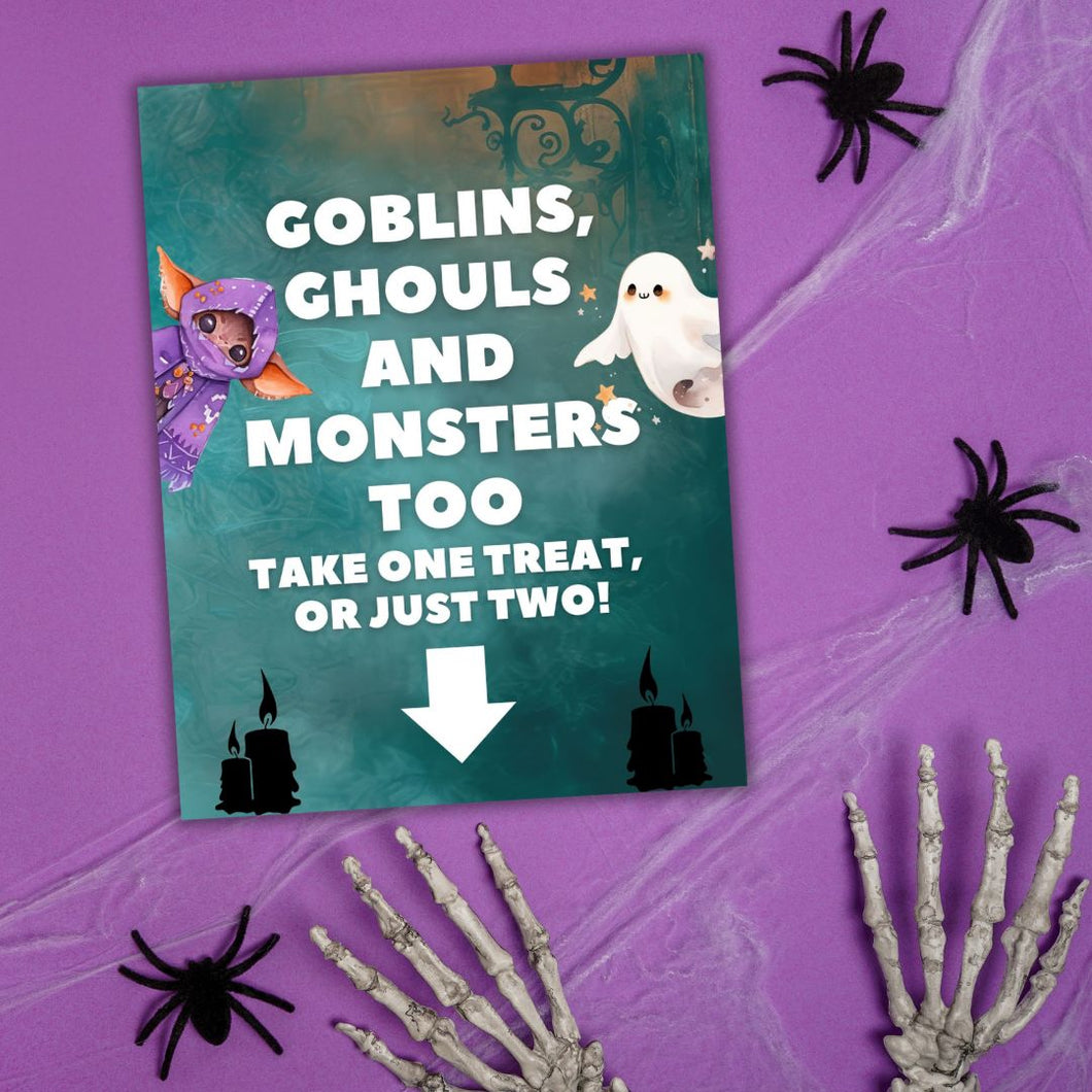Halloween Candy Bowl Sign - Ghouls and Goblins