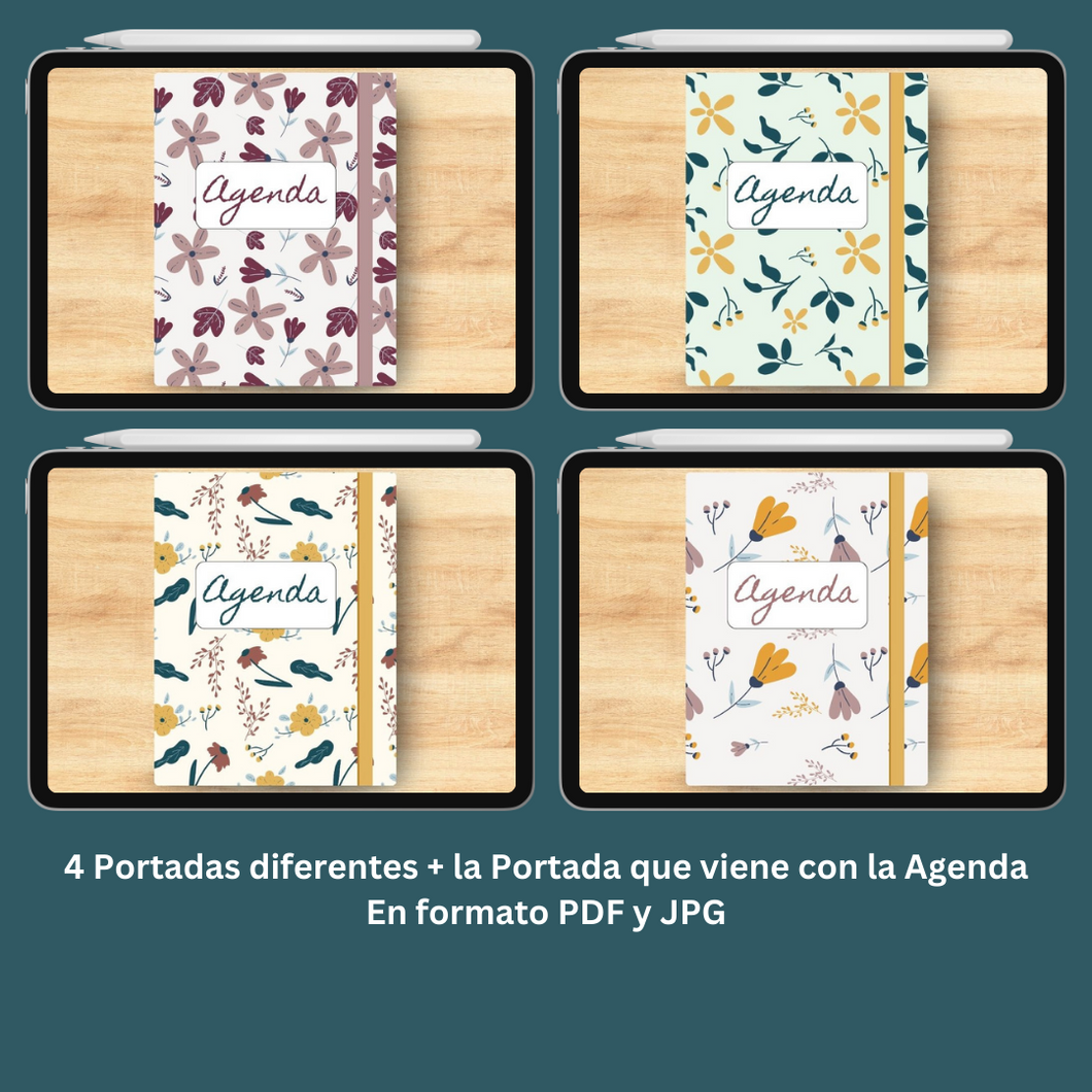 Agenda 2025 Digital Sin Fechas | Inicia Domingo y Lunes | 5 Portadas distintas | 200 Stickers | Manual de Instrucciones