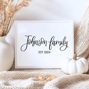 Personalized Family Last Name Hand Lettering | Farmhouse Digital Wall Art
