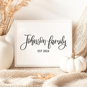 Personalized Family Last Name Hand Lettering | Farmhouse Digital Wall Art