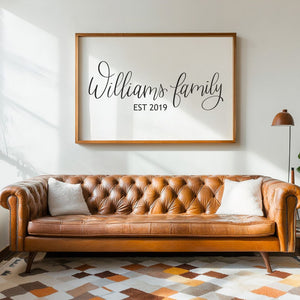 Personalized Family Last Name Hand Lettering | Farmhouse Digital Wall Art