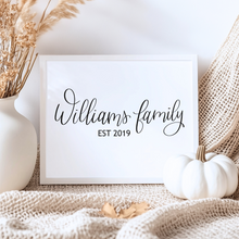 Load image into Gallery viewer, Personalized Family Last Name Hand Lettering | Farmhouse Digital Wall Art
