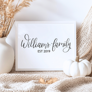 Personalized Family Last Name Hand Lettering | Farmhouse Digital Wall Art