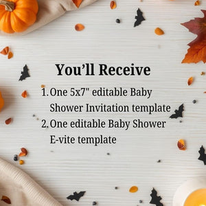 Editable A Little Boo Is Almost Due Baby Shower Invitation and E-vite Template | Halloween Baby Shower, Fall Baby Shower Invite ALBIAD001