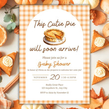 Load image into Gallery viewer, Editable Cutie Pie Baby Shower Invitation | Cutie Pie Baby Shower Invite | Fall Baby shower invitation template | Baby Shower E-vite FWP001

