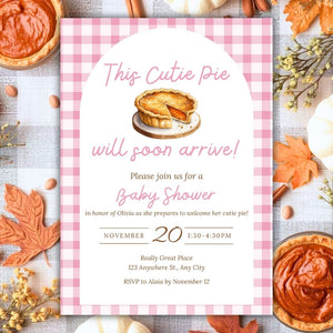 Editable Cutie Pie Baby Shower Invitation | Cutie Pie Baby Shower Invite | Fall Baby shower invitation template | Baby Shower E-vite FWP001
