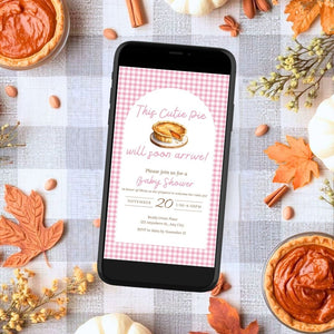 Editable Cutie Pie Baby Shower Invitation | Cutie Pie Baby Shower Invite | Fall Baby shower invitation template | Baby Shower E-vite FWP001