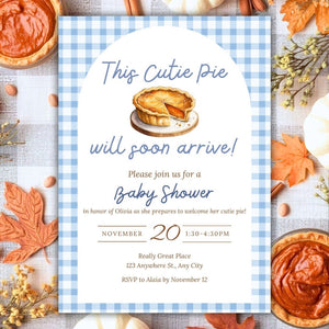 Editable Cutie Pie Baby Shower Invitation | Cutie Pie Baby Shower Invite | Fall Baby shower invitation template | Baby Shower E-vite FWP001