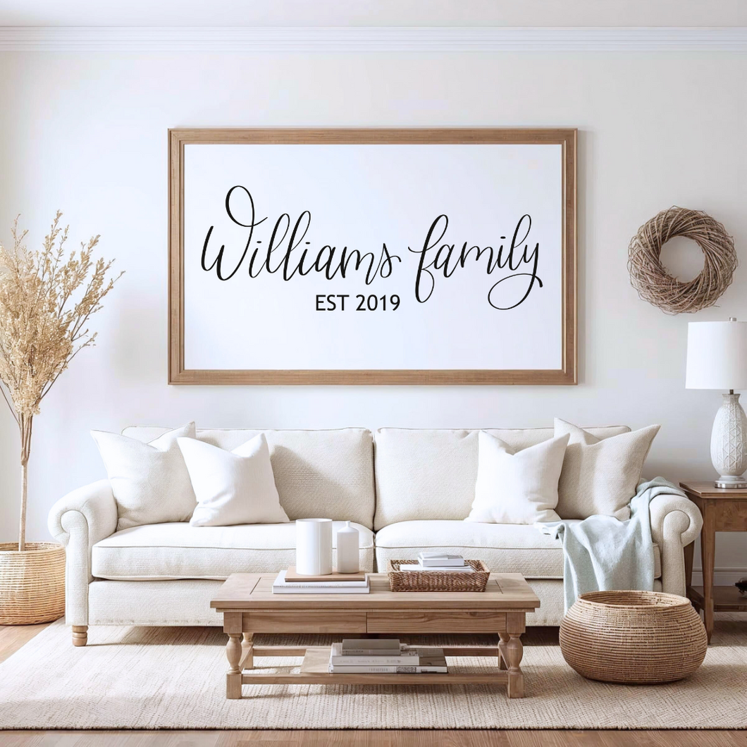 Personalized Family Last Name Hand Lettering | Farmhouse Digital Wall Art