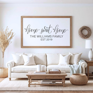Personalized Home Sweet Home Family Last Name Hand Lettering | Farmhouse Digital Wall Art