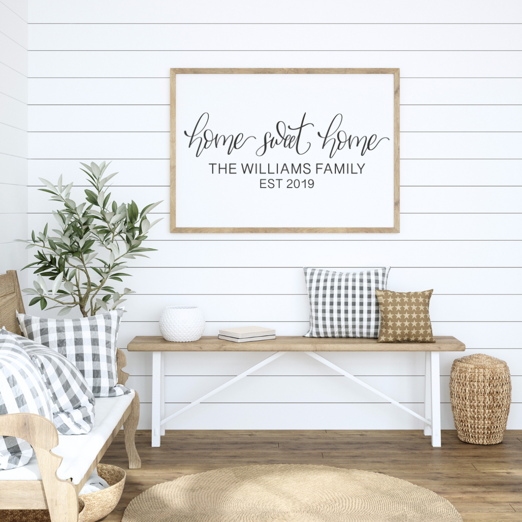 Personalized Home Sweet Home Family Last Name Hand Lettering | Farmhouse Digital Wall Art