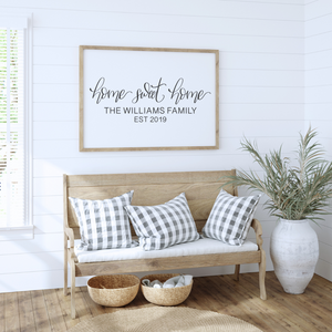 Personalized Home Sweet Home Family Last Name Hand Lettering | Farmhouse Digital Wall Art
