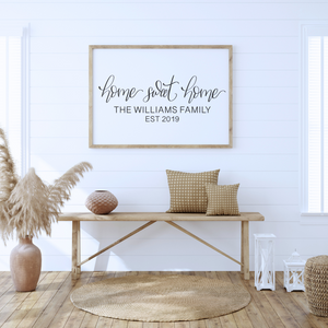 Personalized Home Sweet Home Family Last Name Hand Lettering | Farmhouse Digital Wall Art