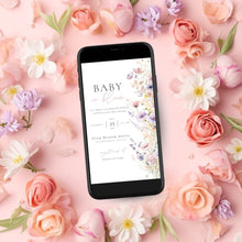 Load image into Gallery viewer, Editable Baby in Bloom Invitations Baby Shower | Wildflower Baby Shower Invitation Template | Wildflower Invite Girl | Baby Shower E-vite BIB001
