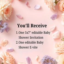 Load image into Gallery viewer, Editable Baby in Bloom Invitations Baby Shower | Wildflower Baby Shower Invitation Template | Wildflower Invite Girl | Baby Shower E-vite BIB001
