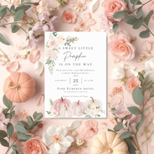 Load image into Gallery viewer, Pumpkin is on the way Pink Baby Shower Invitation | Fall Baby Shower Invite | Fall Sprinkle Shower Girl | Baby Shower E-vite PWP001
