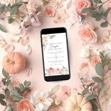 Load image into Gallery viewer, Pumpkin is on the way Pink Baby Shower Invitation | Fall Baby Shower Invite | Fall Sprinkle Shower Girl | Baby Shower E-vite PWP001
