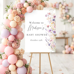 Editable Welcome Sign for Baby Shower Baby in Bloom | Welcome to Baby Shower Sign | Welcome to Baby Shower Template
