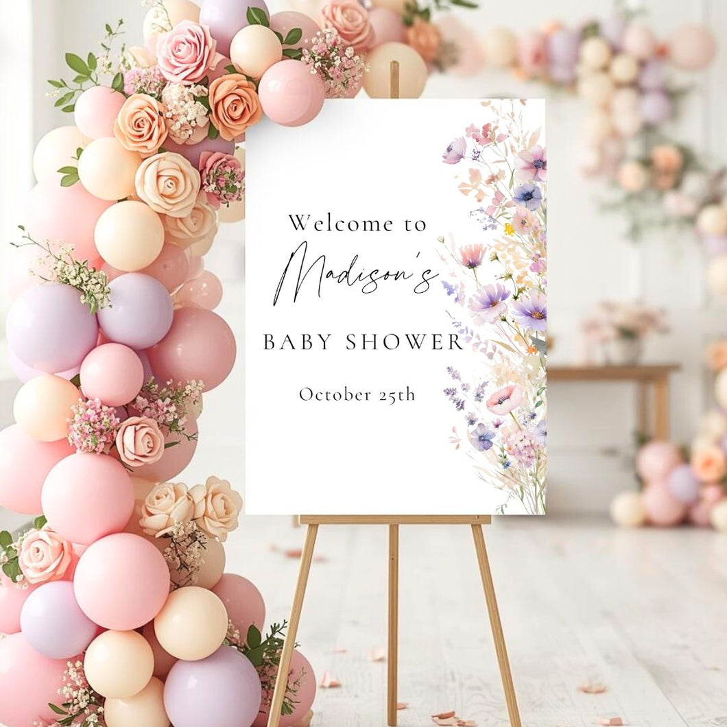 Editable Welcome Sign for Baby Shower Baby in Bloom | Welcome to Baby Shower Sign | Welcome to Baby Shower Template